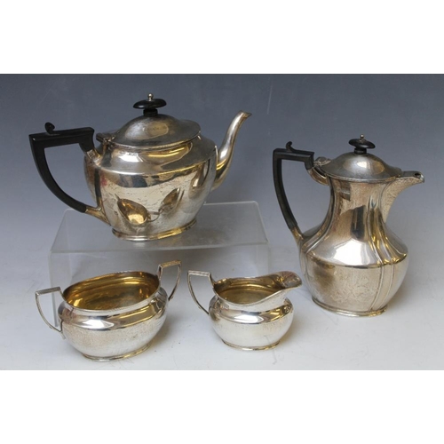 230 - A MATCHED HALLMARKED SILVER FOUR PIECE TEA AND COFFEE SERVICE BY HENRY STRATFORD LIMITED - SHEFFIELD... 