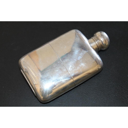 232 - A HALLMARKED SILVER HIP FLASK - LONDON 1915, makers mark indistinct but possibly that of George Maud... 