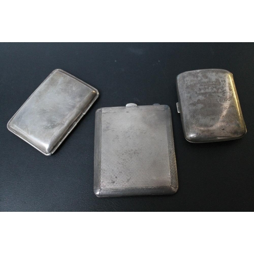 234 - THREE HALLMARKED SILVER CIGARETTE CASES, various dates and makers, approx combined weight 220g