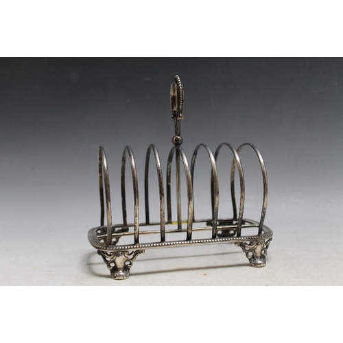 242 - A HALLMARKED SILVER SIX DIVISION TOAST RACK - LONDON 1864, makers mark indistinct but probably that ... 