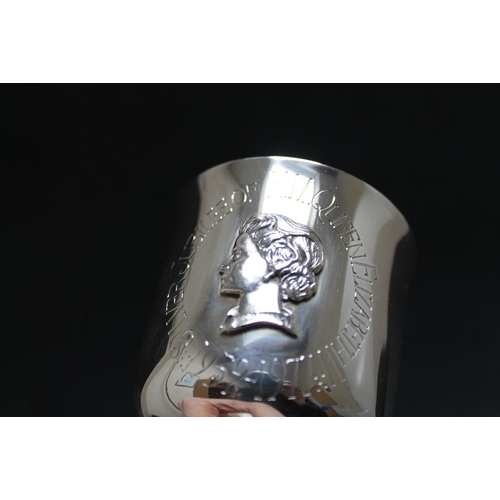 245 - A HALLMARKED SILVER QEII SILVER JUBILEE CHALICE BY TOYE KENNING AND SPENCER - BIRMINGHAM 1977,  in p... 