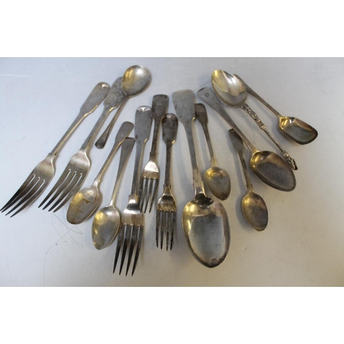 246 - A COLLECTION OF HALLMARKED SILVER FLATWARE, various makers, dates and assay's to include an Irish ta... 