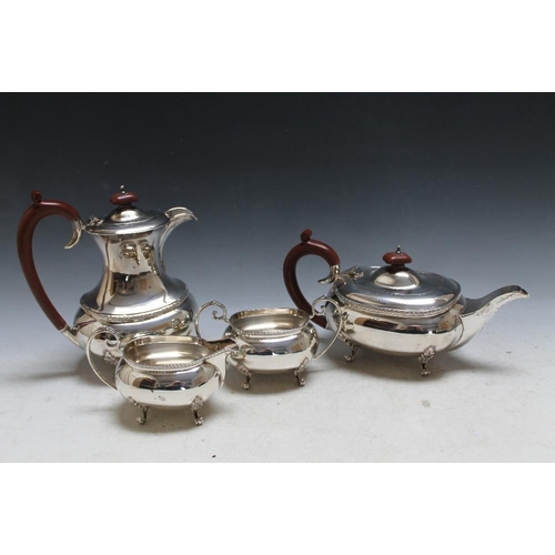 260 - A HEAVY HALLMARKED FOUR PIECE SILVER TEASET BY JOSEPH GLOSTER LTD - BIRMINGHAM 1974, approx combined... 