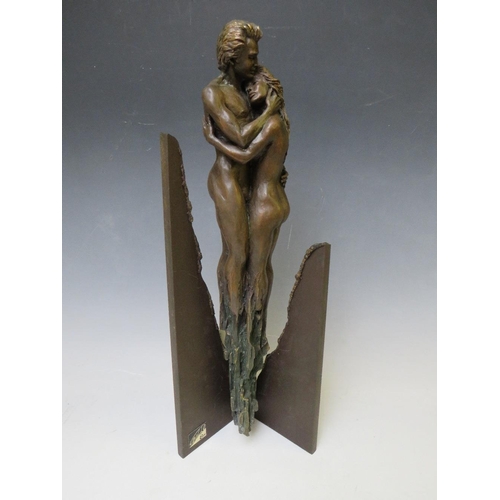 266 - AN EBANO BRONZED SCULPTURE FROM THE VIDAL COLLECTION DEPICTING TWO INTERTWINED LOVERS, No. 696 / 399... 