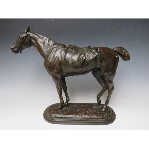 269 - JOHN WILLIS GOOD (1845-1879) A BRONZE FIGURE OF A HORSE - 'THE TIRED HUNTER', marked to the base 'J ... 