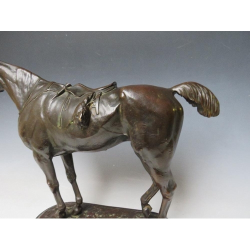 269 - JOHN WILLIS GOOD (1845-1879) A BRONZE FIGURE OF A HORSE - 'THE TIRED HUNTER', marked to the base 'J ... 