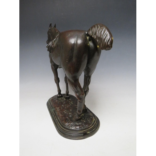 269 - JOHN WILLIS GOOD (1845-1879) A BRONZE FIGURE OF A HORSE - 'THE TIRED HUNTER', marked to the base 'J ... 