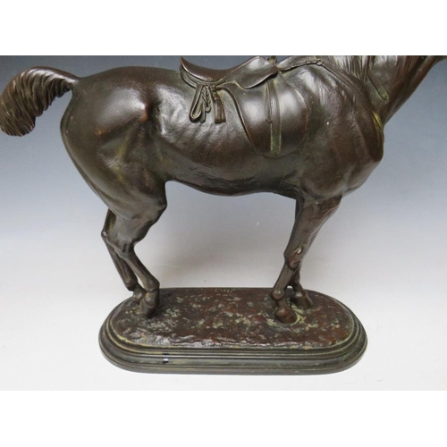 269 - JOHN WILLIS GOOD (1845-1879) A BRONZE FIGURE OF A HORSE - 'THE TIRED HUNTER', marked to the base 'J ... 