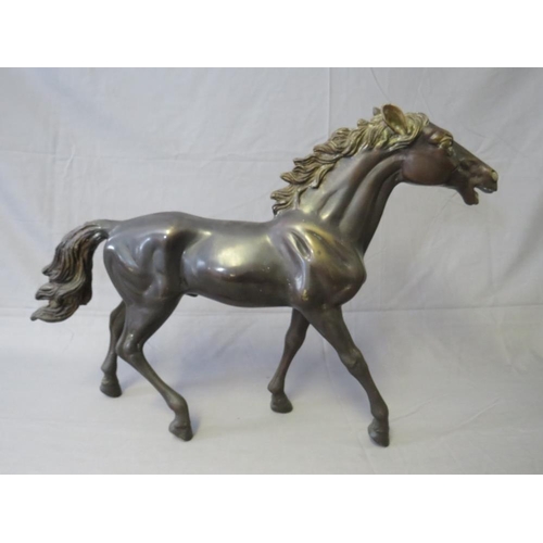 271 - A PAIR OF LARGE BRONZED HORSES, H 46 cm