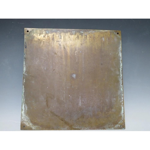 274 - A VINTAGE BRASS PLAQUE FOR THE ROYAL CORINTHIAN YACHT CLUB (MEMBERS ONLY), 35 x 35 cm