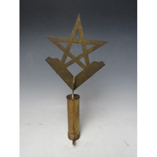 286 - A VINTAGE MASONIC BRASS PROCESSIONAL POLE HEAD, L 31 cm