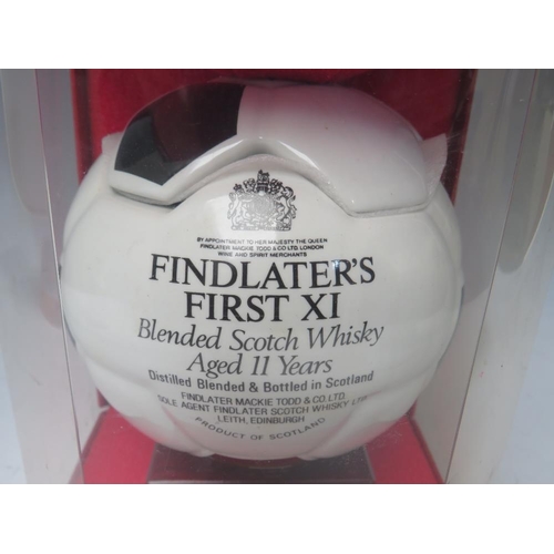 296 - A FINDLATER'S FIRST XI  BLENDED SCOTCH WHISKY AGED 11 YEARS CERAMIC FOOTBALL DECANTER AND CONTENTS, ... 