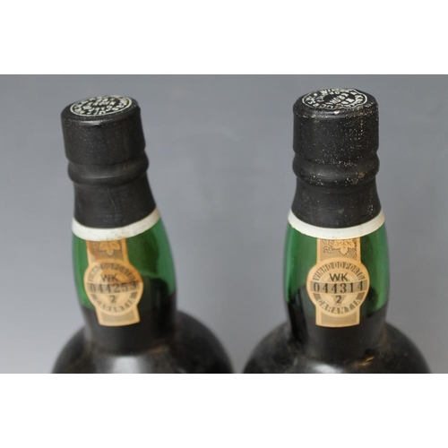 308 - 2 BOTTLES OF PORTO KROHN COLHEITA DE 1963 PORT,  both mid to lower neck