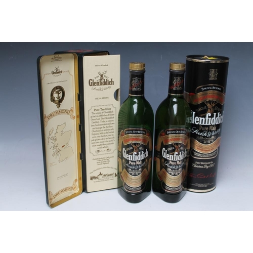 319 - 1 CLAN DRUMMOND GIFT TIN OF GLENFIDDICH SPECIAL RESERVE WHISKY 700ML, together with 1 bottle of Glen... 