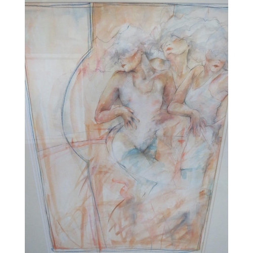 33 - JANET TREBY (b.1955). Studies of females, signed lower right, watercolour, framed and glazed, 58 x 4... 