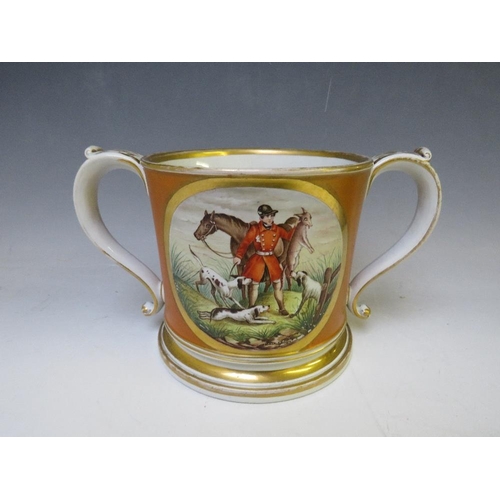 343 - A TWIN HANDLED 'LOVING CUP' FROG MUG MADE FOR 'GEORGE TAFT OF BRIDGNORTH SHROPSHIRE 1868, unmarked, ... 