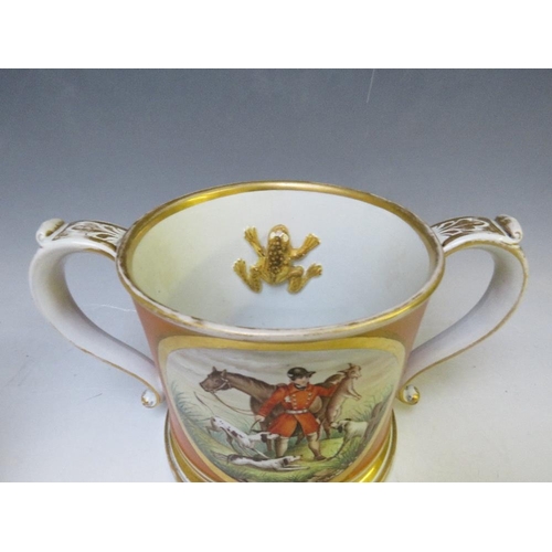 343 - A TWIN HANDLED 'LOVING CUP' FROG MUG MADE FOR 'GEORGE TAFT OF BRIDGNORTH SHROPSHIRE 1868, unmarked, ... 