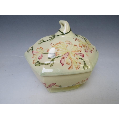 359 - A COBRIDGE TRIAL TUREEN AND LID, decorated with a floral pattern, impressed factory mark, signed K. ... 