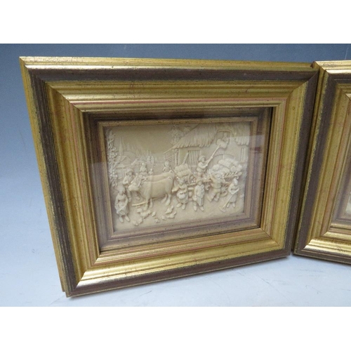 380 - PAIR OF GRAND TOUR STYLE BAS RELIEF PLAQUES, framed and glazed, 9 x 13 cm