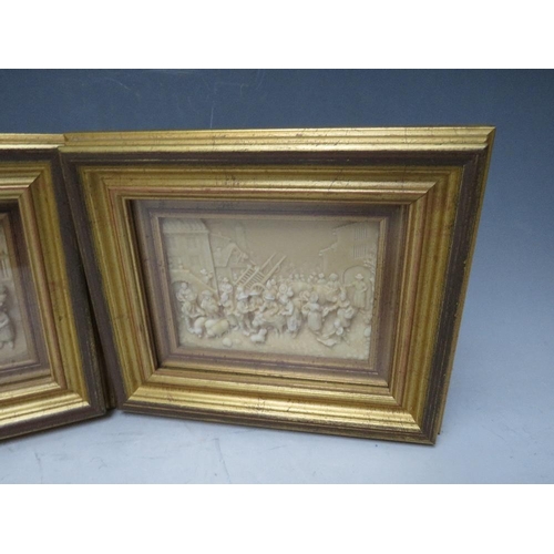 380 - PAIR OF GRAND TOUR STYLE BAS RELIEF PLAQUES, framed and glazed, 9 x 13 cm