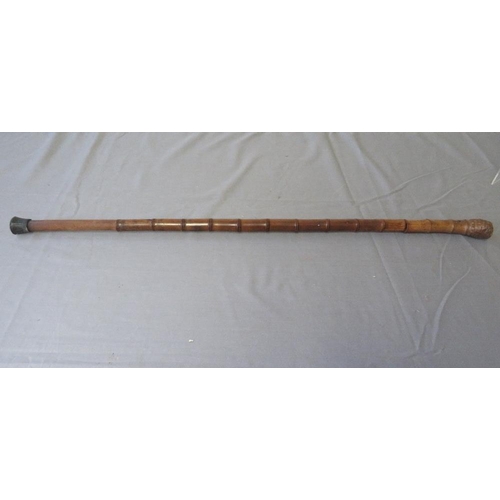 386 - A 19TH CENTURY BAMBOO SWORD STICK, blade L 52 cm, overall L 85 cm