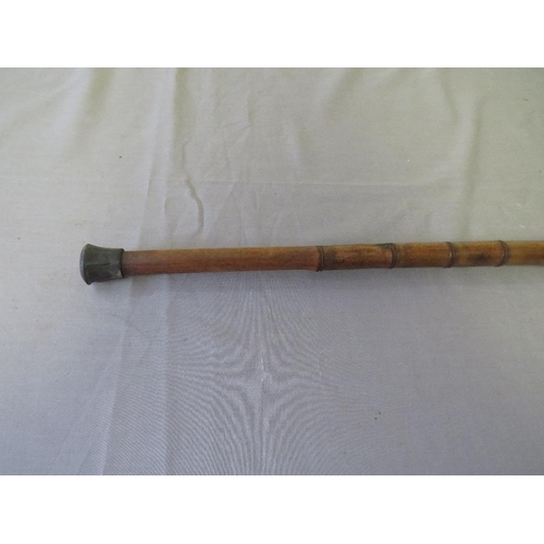 386 - A 19TH CENTURY BAMBOO SWORD STICK, blade L 52 cm, overall L 85 cm