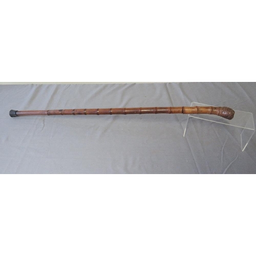 386 - A 19TH CENTURY BAMBOO SWORD STICK, blade L 52 cm, overall L 85 cm