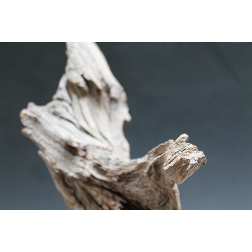 396 - AN UNUSUAL PIECE OF DRIFT STYLE WOOD NATURALLY FORMED IN THE SHAPE OF A WIZARD, H 41 cm