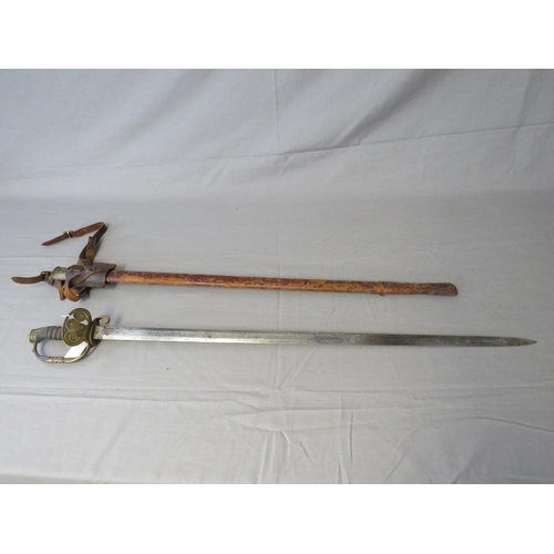 406 - A VICTORIAN HONORABLE ARTILLERY COMPANY OFFICERS SWORD, etched blade with HAC crest, in leather scab... 