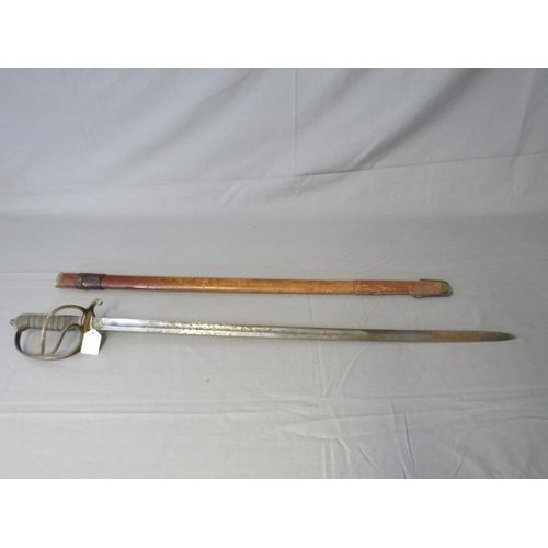 407 - A LATE 19TH CENTURY INFANTRY OFFICERS SWORD - POSSIBLY CONTINENTAL, openwork steel basket and plain ... 