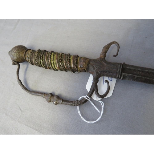 409 - A 17TH CENTURY RAPIER IN RELIC CONDITION, steel pommel and guard, with part wire wrapped grip, L 72 ... 