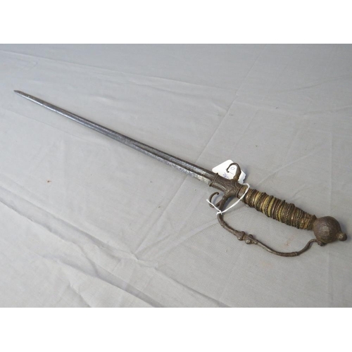 409 - A 17TH CENTURY RAPIER IN RELIC CONDITION, steel pommel and guard, with part wire wrapped grip, L 72 ... 