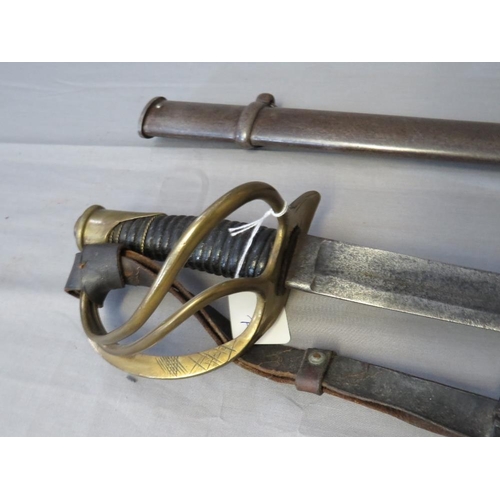 411 - AN AMERICAN CIVIL WAR CAVALRY SABRE BY HORTSMANN PHILADELPHIA c. 1860, brass open hilt and steel sca... 