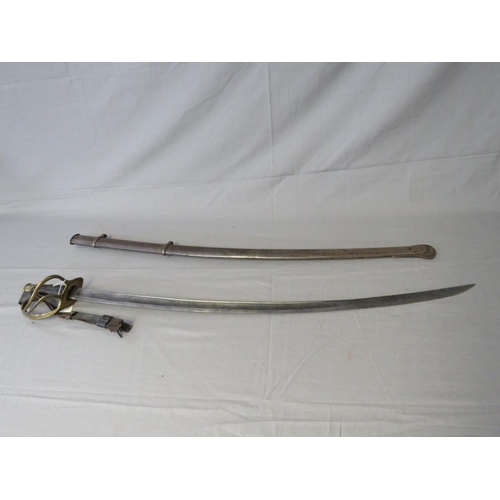 411 - AN AMERICAN CIVIL WAR CAVALRY SABRE BY HORTSMANN PHILADELPHIA c. 1860, brass open hilt and steel sca... 