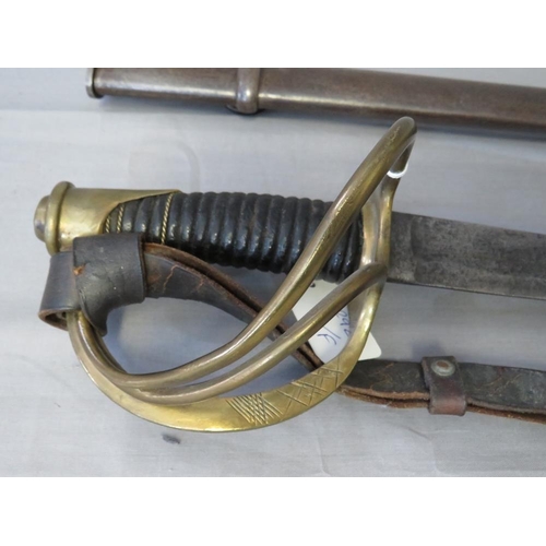 411 - AN AMERICAN CIVIL WAR CAVALRY SABRE BY HORTSMANN PHILADELPHIA c. 1860, brass open hilt and steel sca... 