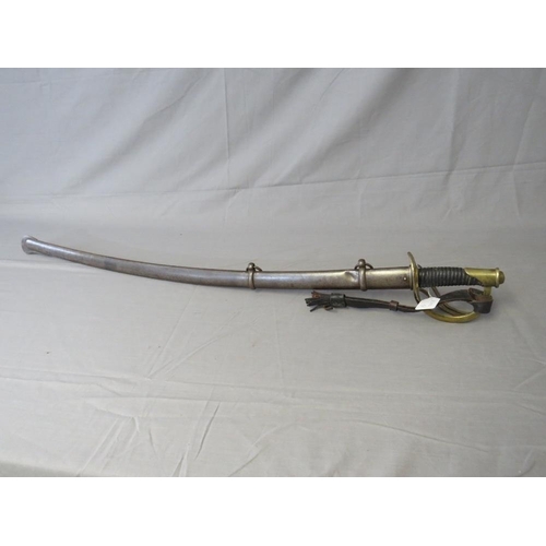 411 - AN AMERICAN CIVIL WAR CAVALRY SABRE BY HORTSMANN PHILADELPHIA c. 1860, brass open hilt and steel sca... 