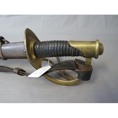 411 - AN AMERICAN CIVIL WAR CAVALRY SABRE BY HORTSMANN PHILADELPHIA c. 1860, brass open hilt and steel sca... 