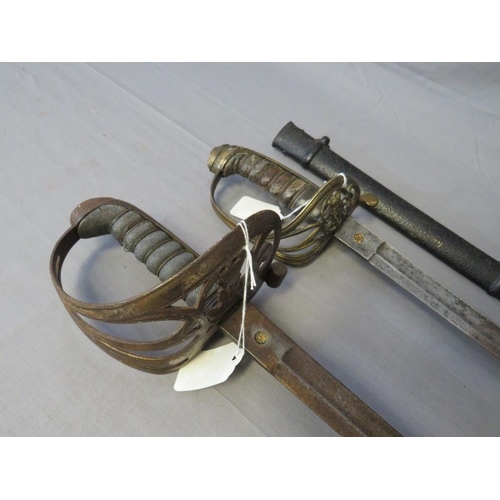 416 - A VICTORIAN 1845 PATTERN INFANTRY OFFICERS SWORD, with slightly curved single edge blade, VR cypher ... 