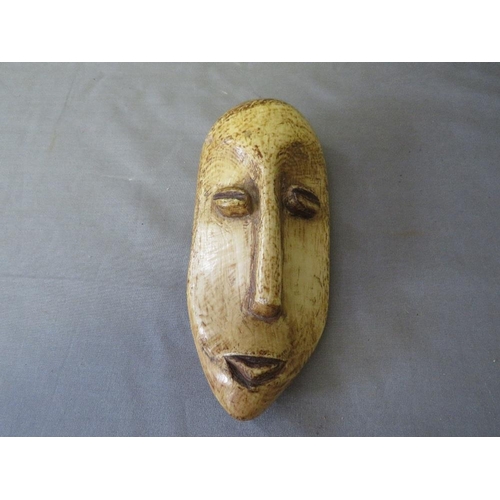 440 - AFRICAN TRIBAL ART CONGO LEGA CARVED BONE PASSPORT MASK