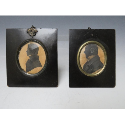 45 - AN OVAL PORTRAIT MINIATURE SILHOUETTE OF JAMES DEAGAN OF DUBLIN 1816, inscribed verso, framed and gl... 