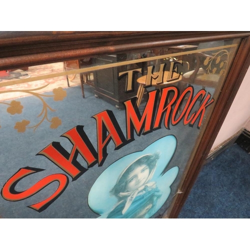 453 - A LARGE 'THE SHAMROCK WHISKY DUBLIN' PUB ADVERTISING MIRROR, 89 x 58.5 cm (Exc. frame)