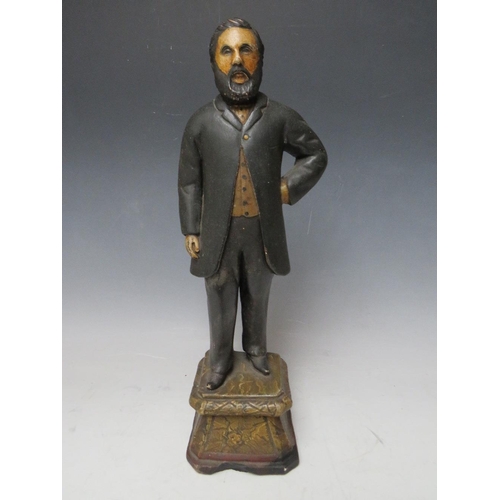 469 - A 19TH CENTURY PAINTED PLASTER FIGURE STUDY ON BASE, name on base 'John Hewitt 1867', H 40 cm