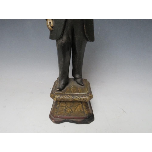 469 - A 19TH CENTURY PAINTED PLASTER FIGURE STUDY ON BASE, name on base 'John Hewitt 1867', H 40 cm