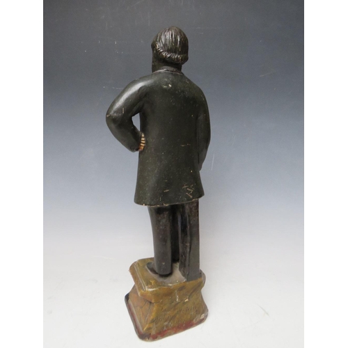 469 - A 19TH CENTURY PAINTED PLASTER FIGURE STUDY ON BASE, name on base 'John Hewitt 1867', H 40 cm