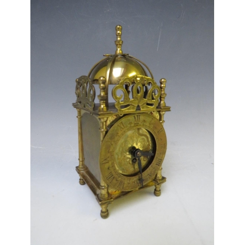 479 - A SMITHS BRASS CASED LANTERN CLOCK, of small proportions, H 17.5 cm