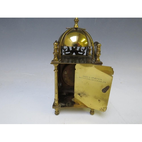 479 - A SMITHS BRASS CASED LANTERN CLOCK, of small proportions, H 17.5 cm