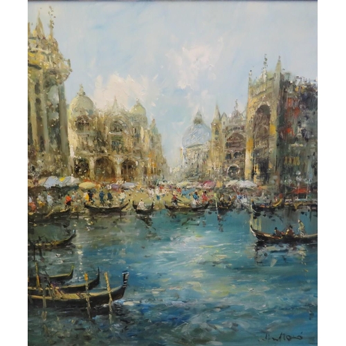 48 - CONTINENTAL SCHOOL (XX-XXI). A Venetian view, signed lower right, oil on canvas, framed, 89 x 79 cm