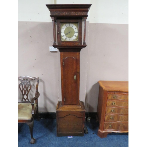 480 - A 19TH CENTURY OAK CASED 30 HOUR LONGCASE CLOCK BY WEBSTER OF SALOP, having a 10