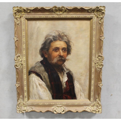 58 - GERALDINE WHITACRE ALLEN (XIX). Portrait of a Russian man, signed right, oil on canvas, framed, 53 x... 