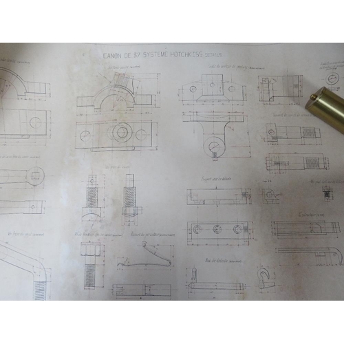 6 - TWELVE FRENCH SCHOOL TECHNICAL DRAWINGS, indistinctly signed, to include weaponry studies, all signe... 